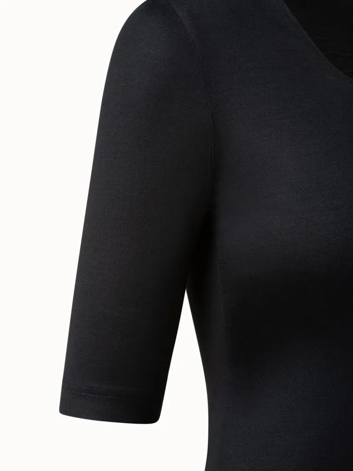 34 Length Sleeve Shirt From Silk Jersey Black Women Akris Tops