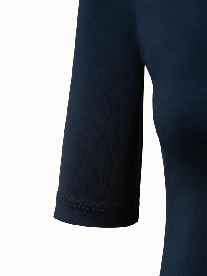 34 Length Sleeve Shirt From Silk Jersey Navy Women Akris Tops