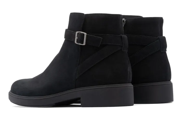 ABEO Footwear Compass Buckle Black Nubuck Women Boots