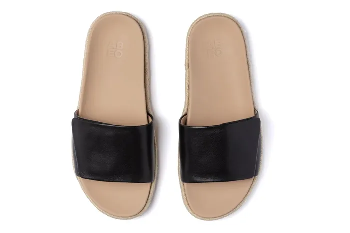 ABEO Footwear Isle Slide Black Leather Women Sandals ABEO Footwear Isle Slide Black Leather Women Sandals