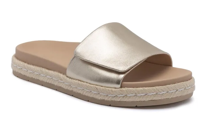 ABEO Footwear Isle Slide Light Gold Leather Women Sandals