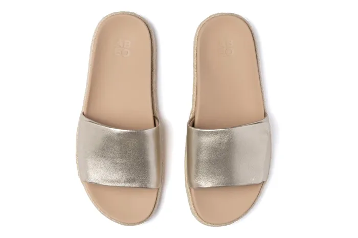 ABEO Footwear Isle Slide Light Gold Leather Women Sandals