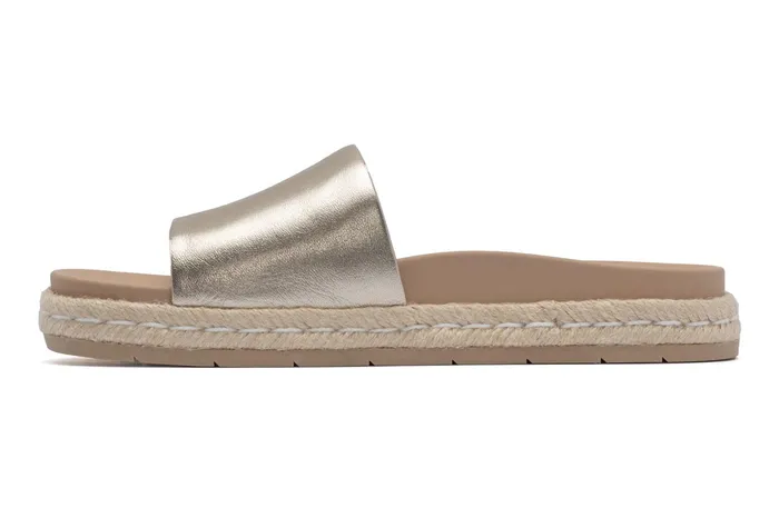 ABEO Footwear Isle Slide Light Gold Leather Women Sandals