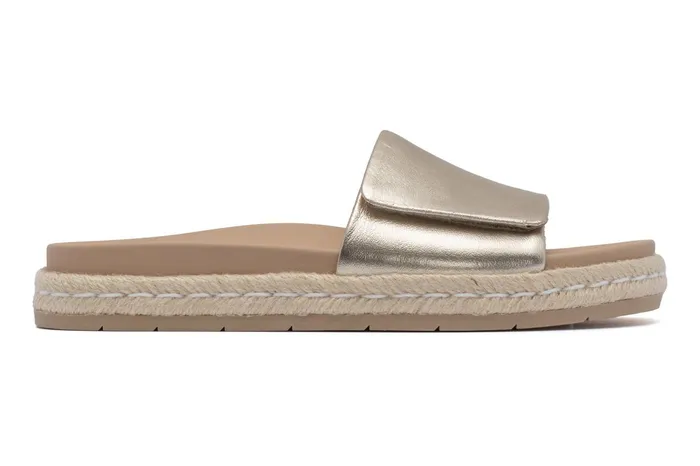 ABEO Footwear Isle Slide Light Gold Leather Women Sandals