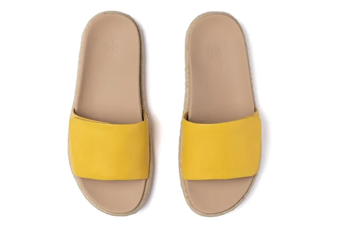 ABEO Footwear Isle Slide Yellow Leather Women Sandals ABEO Footwear Isle Slide Yellow Leather Women Sandals