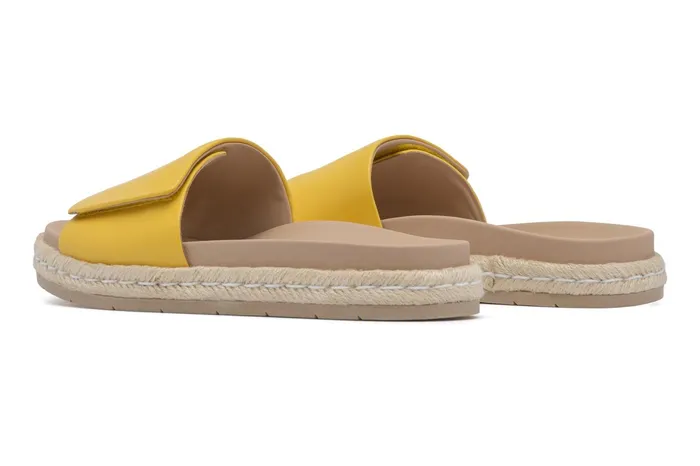 ABEO Footwear Isle Slide Yellow Leather Women Sandals ABEO Footwear Isle Slide Yellow Leather Women Sandals