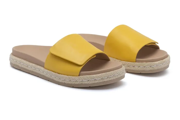 ABEO Footwear Isle Slide Yellow Leather Women Sandals ABEO Footwear Isle Slide Yellow Leather Women Sandals
