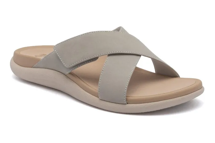 ABEO Footwear Laguna Slide Beige Leather Women Sandals