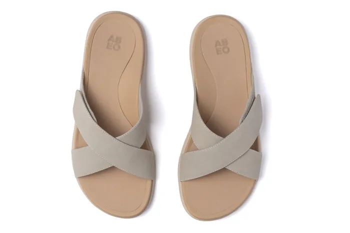 ABEO Footwear Laguna Slide Beige Leather Women Sandals