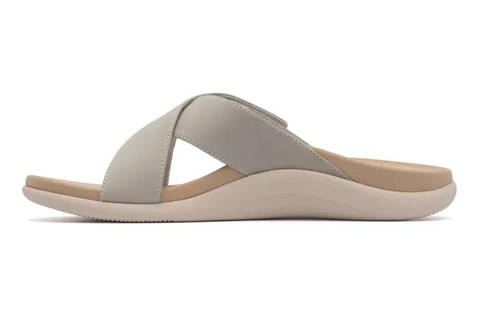 ABEO Footwear Laguna Slide Beige Leather Women Sandals