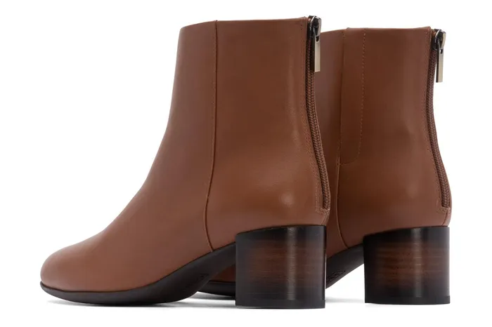 ABEO Footwear Plaza Back Zip Dark Tan Women Boots