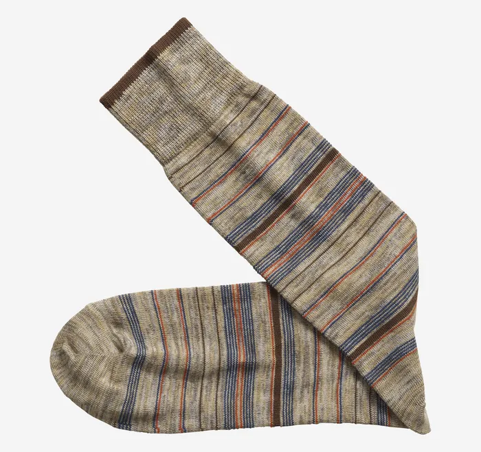 Accessories Heather Stripe Socks Khaki Variegated Stripe 8211 Johnston and Murphy Men