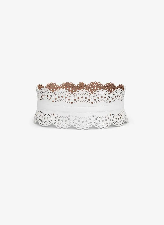 Alaa Belts Bustier Belt In Vienne Wave Calfskin Optic White 8211 Women Alaa Belts Bustier Belt In Vienne Wave Calfskin Optic White 8211 Women