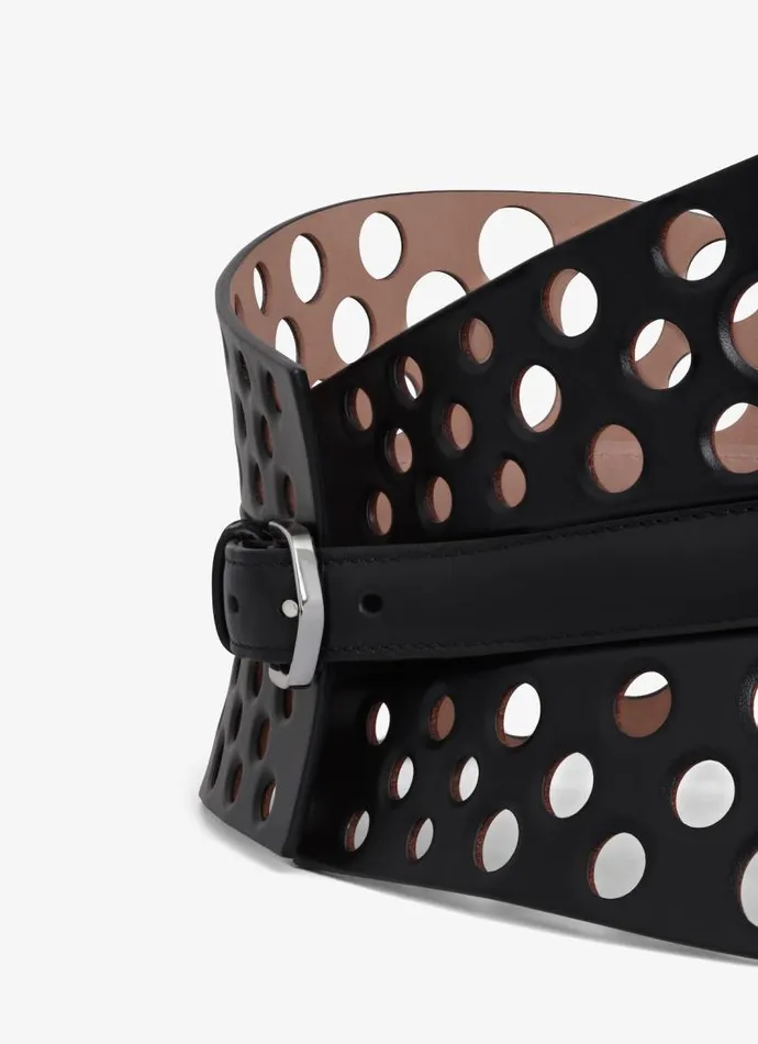 Alaa Belts NEO BUSTIER BELT IN PERFORATED CALFSKIN Black 8211 Women Alaa Belts NEO BUSTIER BELT IN PERFORATED CALFSKIN Black 8211 Women