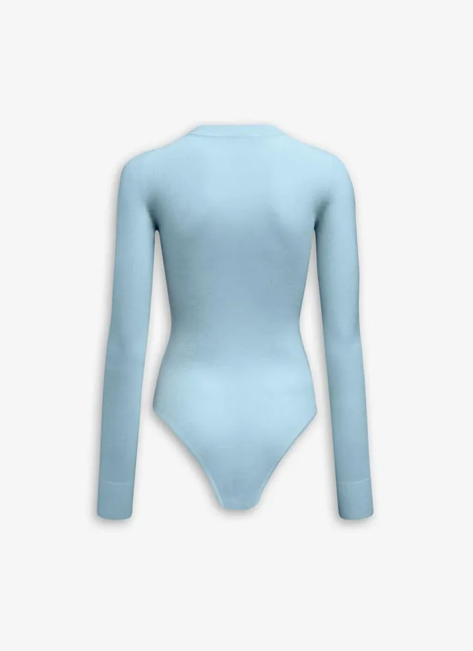 Alaa Bodysuits and Leggings CASHMERE BODYSUIT Blue 8211 Women Alaa Bodysuits and Leggings CASHMERE BODYSUIT Blue 8211 Women