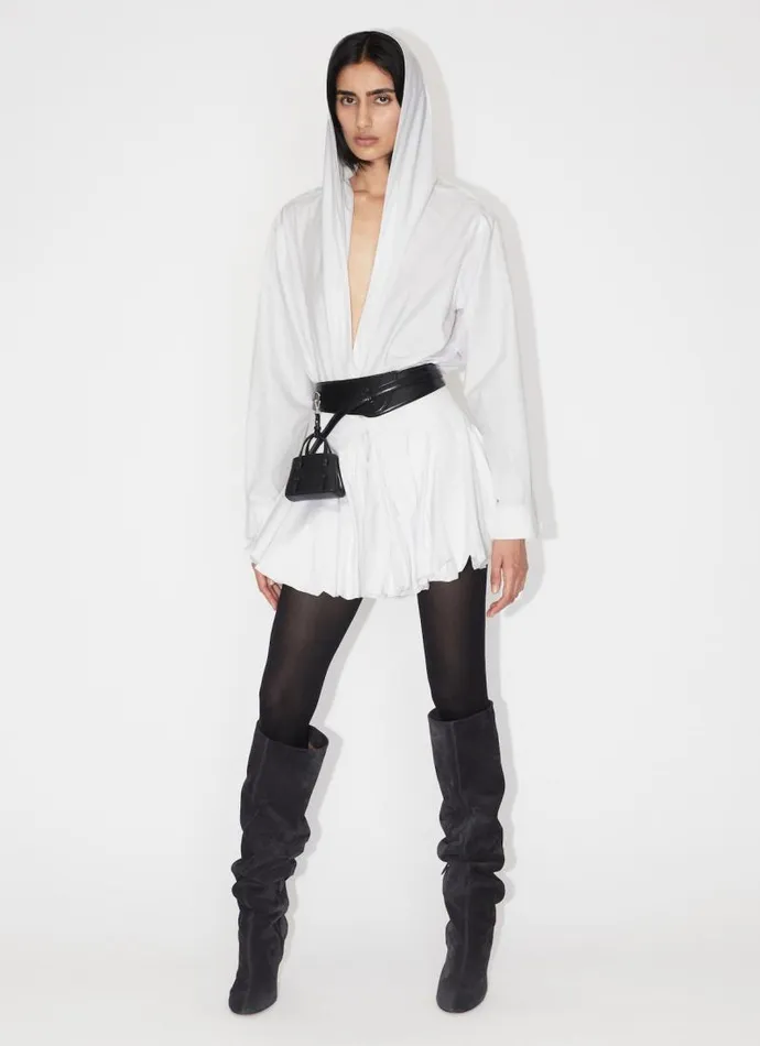 Alaa Bodysuits and Leggings HOODED BODY SHIRT IN COTTON POPLIN White 8211 Women Alaa Bodysuits and Leggings HOODED BODY SHIRT IN COTTON POPLIN White 8211 Women