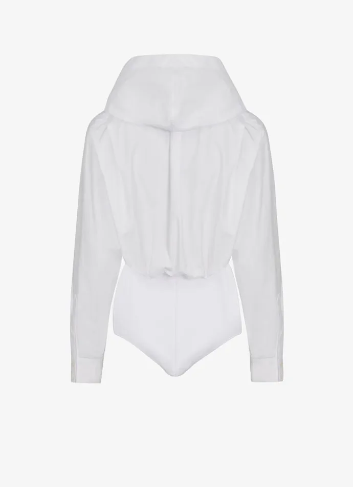 Alaa Bodysuits and Leggings HOODED BODY SHIRT IN COTTON POPLIN White 8211 Women Alaa Bodysuits and Leggings HOODED BODY SHIRT IN COTTON POPLIN White 8211 Women