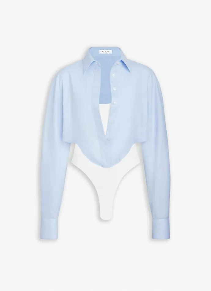 Alaa Bodysuits and Leggings LAYER BODYSHiRT Blue 8211 Women