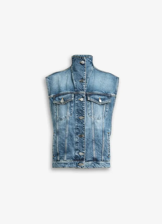 Alaa Coats and Jackets DENIM VEST Bleu Vintage 8211 Women