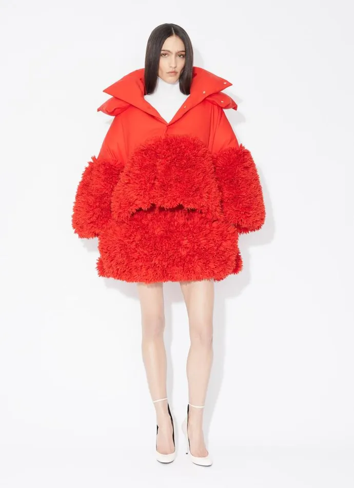 Alaa Coats and Jackets FRILL PUFFER Red 8211 Women