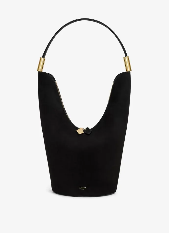 Alaa CrossBody Bags SHAPE MEDIUM BAG IN SUEDE GOATSKIN AND CALFSKIN Black 8211 Women