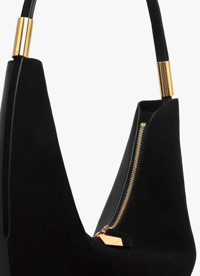 Alaa CrossBody Bags SHAPE MEDIUM BAG IN SUEDE GOATSKIN AND CALFSKIN Black 8211 Women