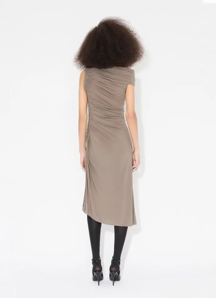 Alaa Dresses DRAPED DRESS IN SUPPLE JERSEY Brownish Grey 8211 Women Alaa Dresses DRAPED DRESS IN SUPPLE JERSEY Brownish Grey 8211 Women