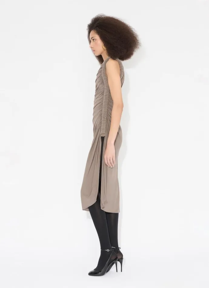 Alaa Dresses DRAPED DRESS IN SUPPLE JERSEY Brownish Grey 8211 Women Alaa Dresses DRAPED DRESS IN SUPPLE JERSEY Brownish Grey 8211 Women