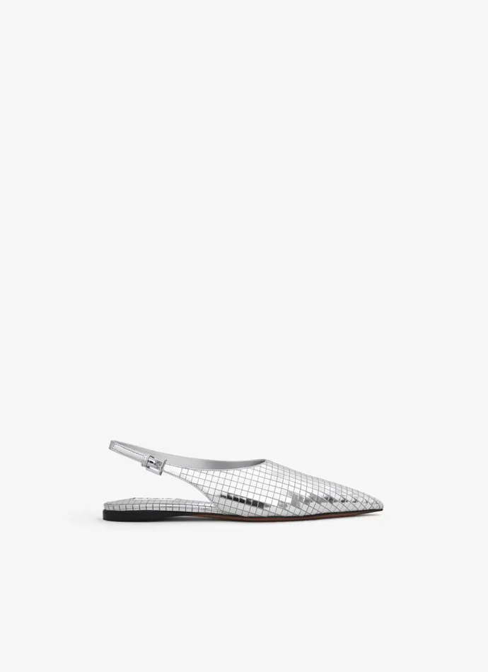 Alaa Flat Shoes ART DECO FLAT SLINGBACKS IN MIRROR CALFSKIN Silver 8211 Women