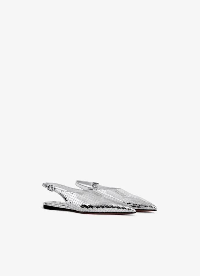 Alaa Flat Shoes ART DECO FLAT SLINGBACKS IN MIRROR CALFSKIN Silver 8211 Women Alaa Flat Shoes ART DECO FLAT SLINGBACKS IN MIRROR CALFSKIN Silver 8211 Women