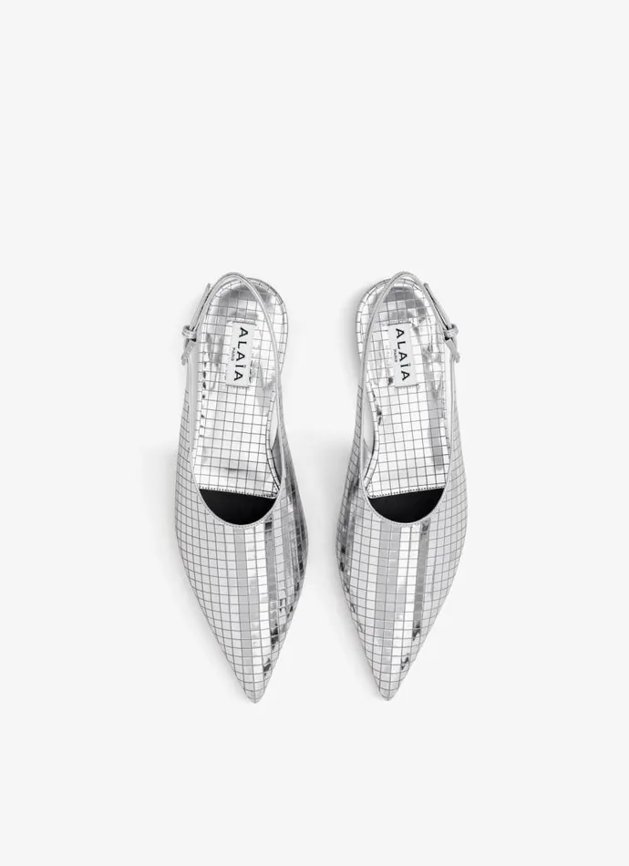 Alaa Flat Shoes ART DECO FLAT SLINGBACKS IN MIRROR CALFSKIN Silver 8211 Women Alaa Flat Shoes ART DECO FLAT SLINGBACKS IN MIRROR CALFSKIN Silver 8211 Women