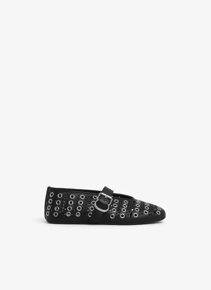 Alaa Flat Shoes BALLET FLATS IN VIENNE LAMBSKIN WITH EYELETS Black 8211 Women