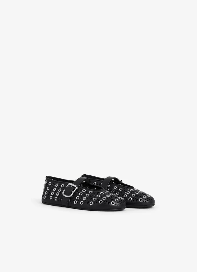 Alaa Flat Shoes BALLET FLATS IN VIENNE LAMBSKIN WITH EYELETS Black 8211 Women Alaa Flat Shoes BALLET FLATS IN VIENNE LAMBSKIN WITH EYELETS Black 8211 Women
