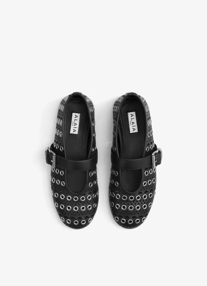 Alaa Flat Shoes BALLET FLATS IN VIENNE LAMBSKIN WITH EYELETS Black 8211 Women Alaa Flat Shoes BALLET FLATS IN VIENNE LAMBSKIN WITH EYELETS Black 8211 Women
