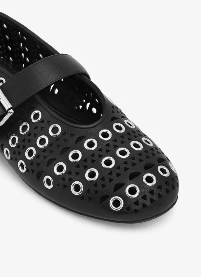 Alaa Flat Shoes BALLET FLATS IN VIENNE LAMBSKIN WITH EYELETS Black 8211 Women Alaa Flat Shoes BALLET FLATS IN VIENNE LAMBSKIN WITH EYELETS Black 8211 Women