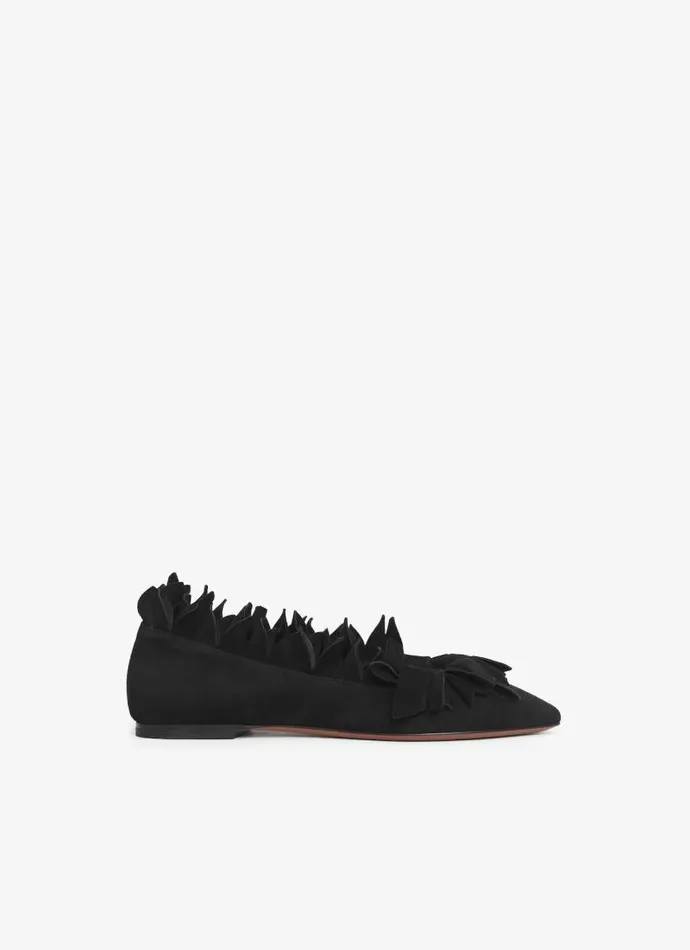 Alaa Flat Shoes PETAL BALLET FLATS IN SUEDE GOATSKIN Black 8211 Women