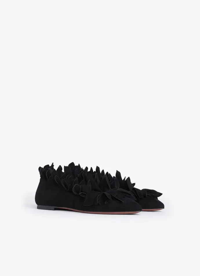 Alaa Flat Shoes PETAL BALLET FLATS IN SUEDE GOATSKIN Black 8211 Women