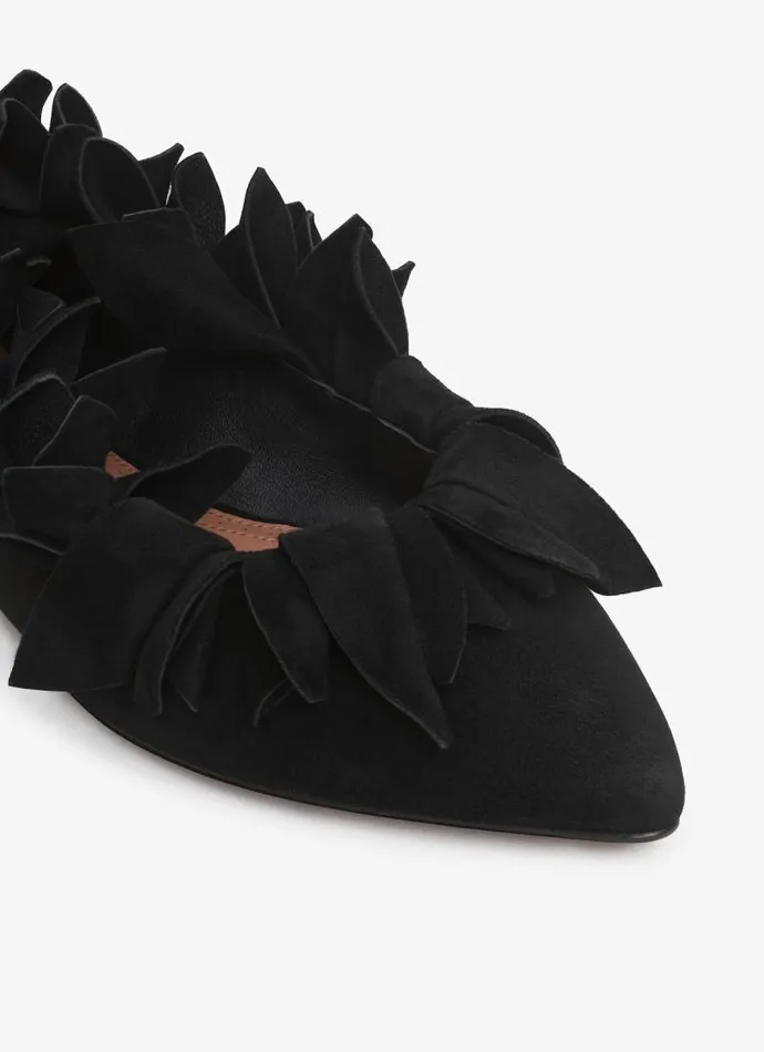 Alaa Flat Shoes PETAL BALLET FLATS IN SUEDE GOATSKIN Black 8211 Women