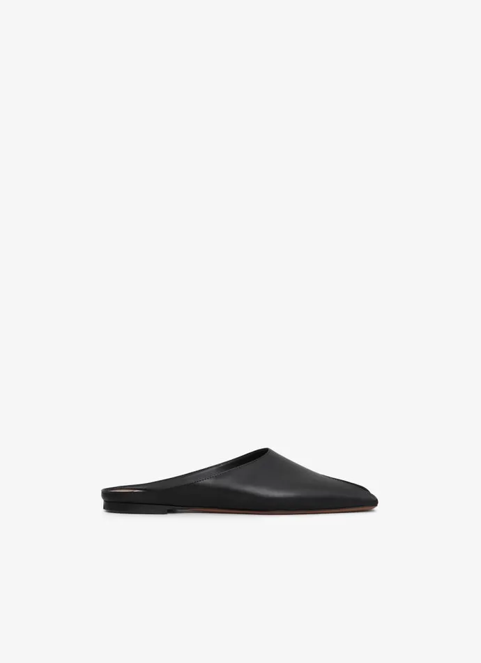 Alaa Flat Shoes SPIKE FLAT MULES IN CALFSKIN Black 8211 Women