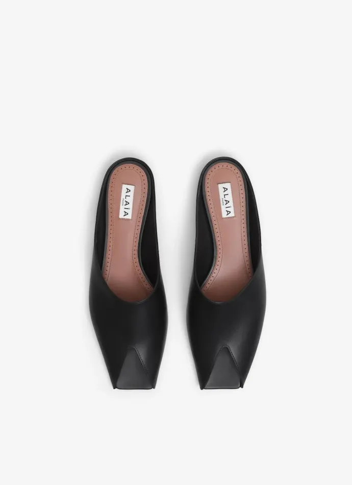 Alaa Flat Shoes SPIKE FLAT MULES IN CALFSKIN Black 8211 Women Alaa Flat Shoes SPIKE FLAT MULES IN CALFSKIN Black 8211 Women