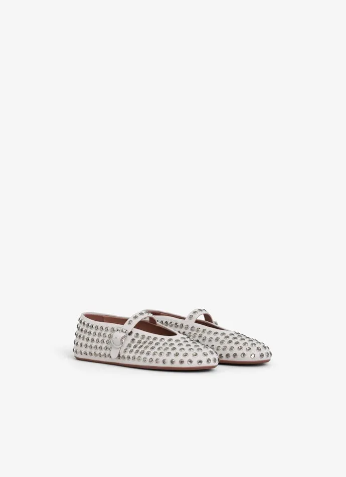 Alaa Flat Shoes STRASS BALLET FLATS Gray 8211 Women