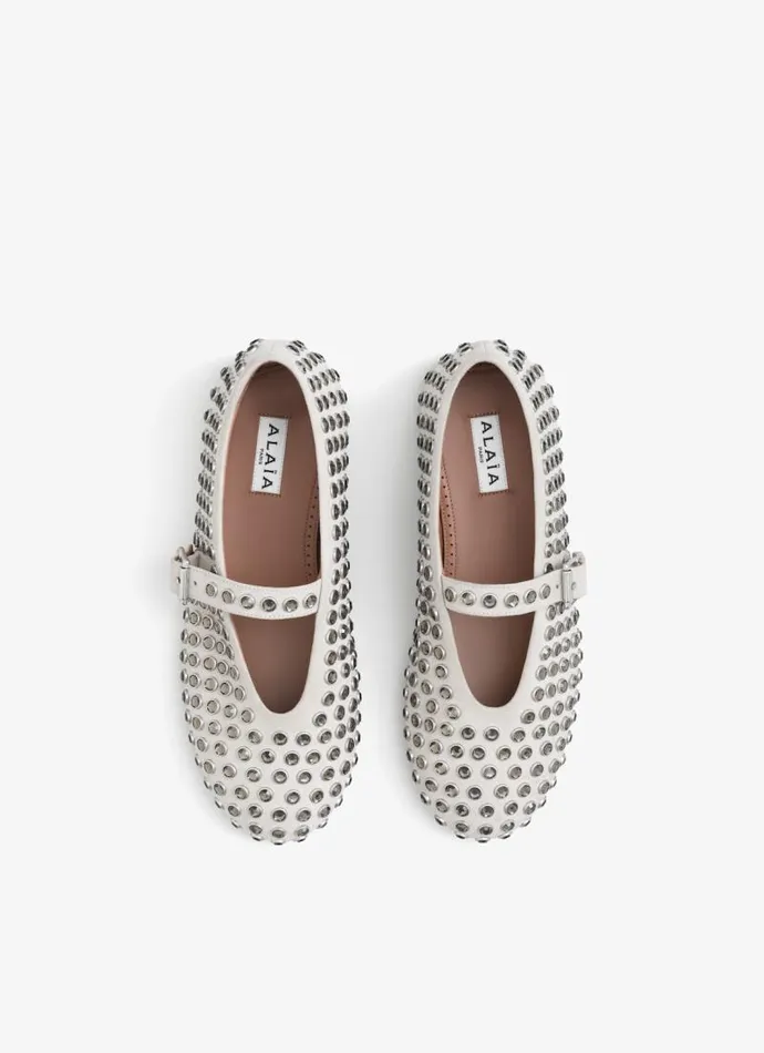 Alaa Flat Shoes STRASS BALLET FLATS Gray 8211 Women