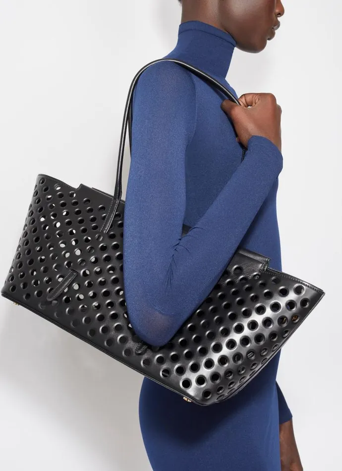 Alaa Handbags NEO MINA 32 BAG IN PERFORATED CALFSKIN Black 8211 Women