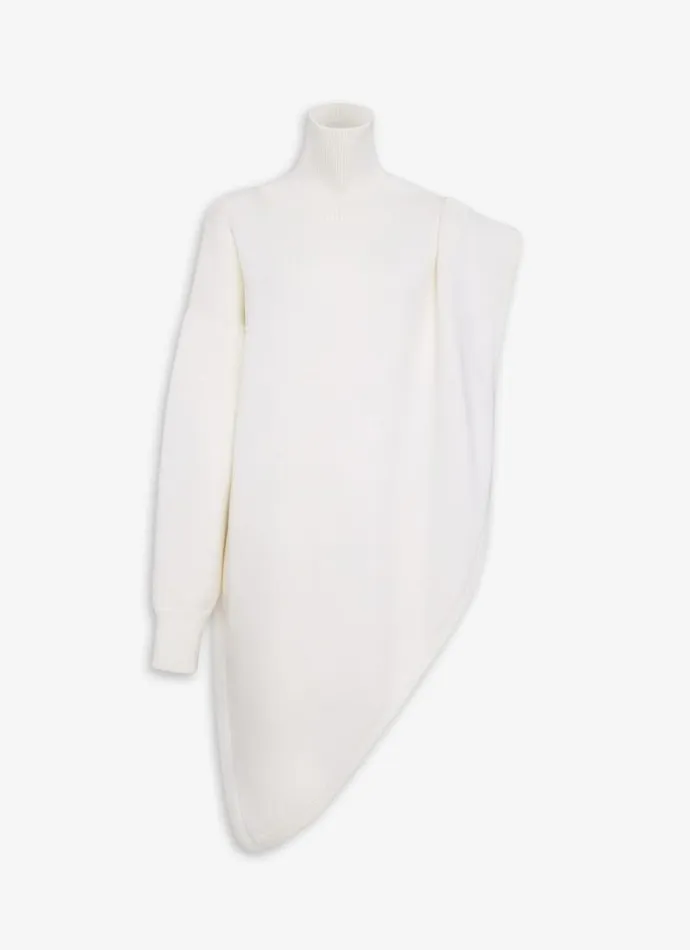 Alaa Knitwear KNITTED ASYMMETRICAL CAPE JUMPER Natural White 8211 Women