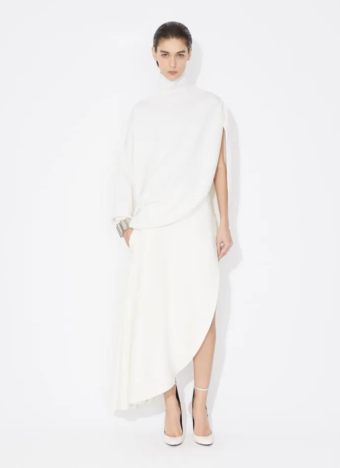 Alaa Knitwear KNITTED ASYMMETRICAL CAPE JUMPER Natural White 8211 Women Alaa Knitwear KNITTED ASYMMETRICAL CAPE JUMPER Natural White 8211 Women