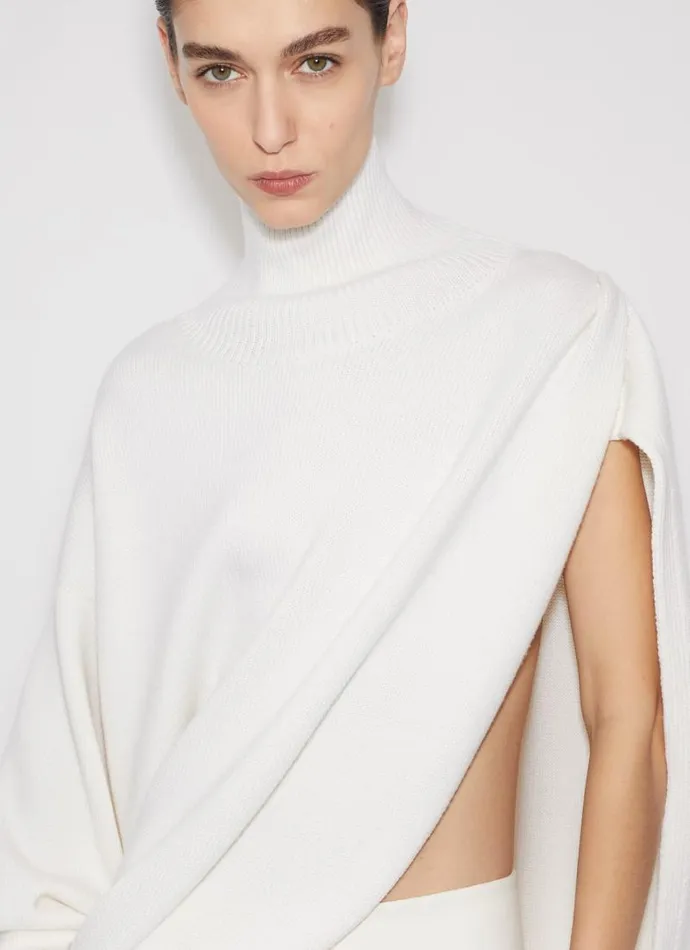 Alaa Knitwear KNITTED ASYMMETRICAL CAPE JUMPER Natural White 8211 Women Alaa Knitwear KNITTED ASYMMETRICAL CAPE JUMPER Natural White 8211 Women