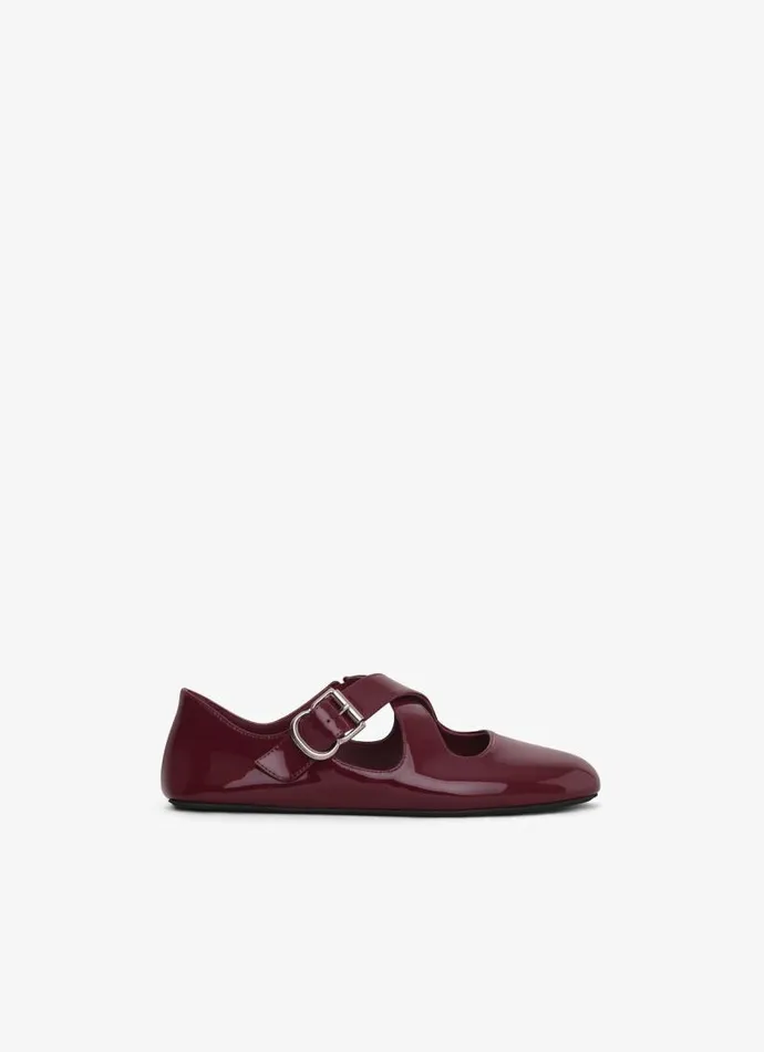 Alaa La Ballerine CRISS CROSS BALLET FLATS IN PATENT CALFSKIN Red 8211 Women
