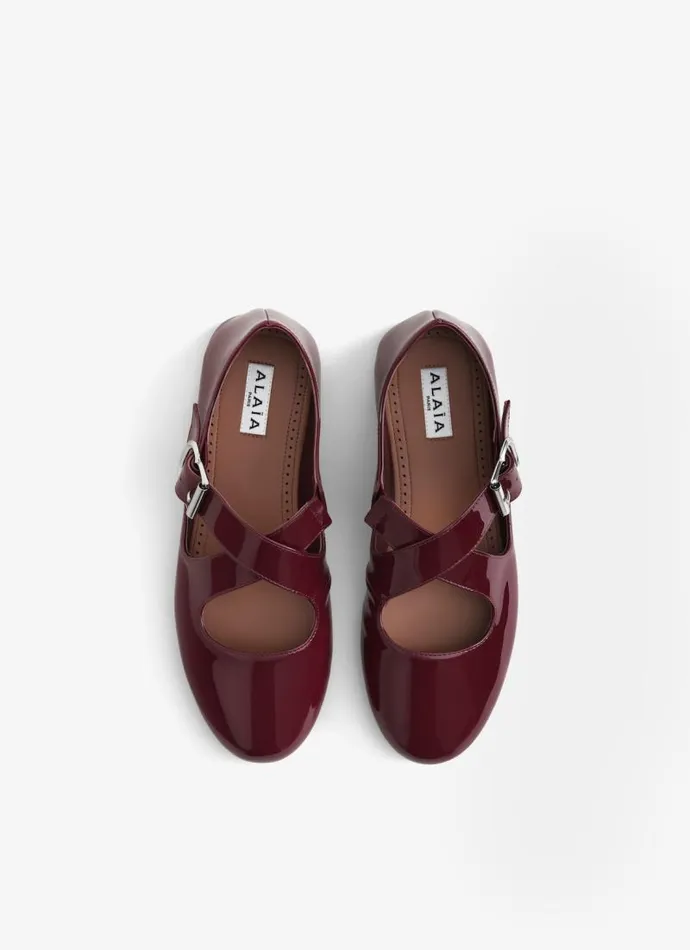 Alaa La Ballerine CRISS CROSS BALLET FLATS IN PATENT CALFSKIN Red 8211 Women Alaa La Ballerine CRISS CROSS BALLET FLATS IN PATENT CALFSKIN Red 8211 Women