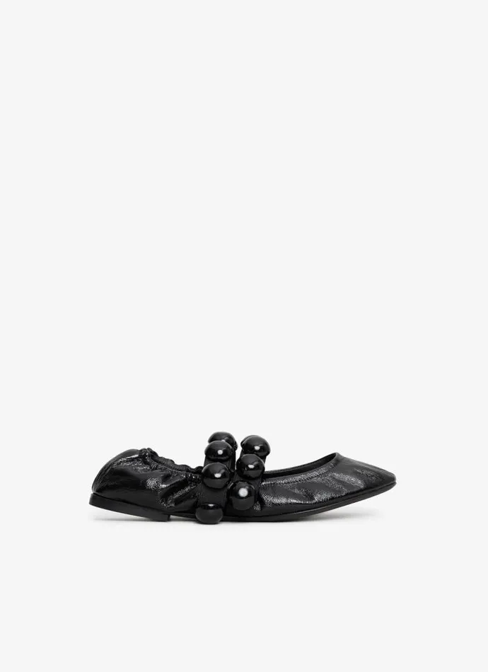 Alaa La Ballerine SPHERE BALLET FLATS IN PATENT LEATHER Black 8211 Women