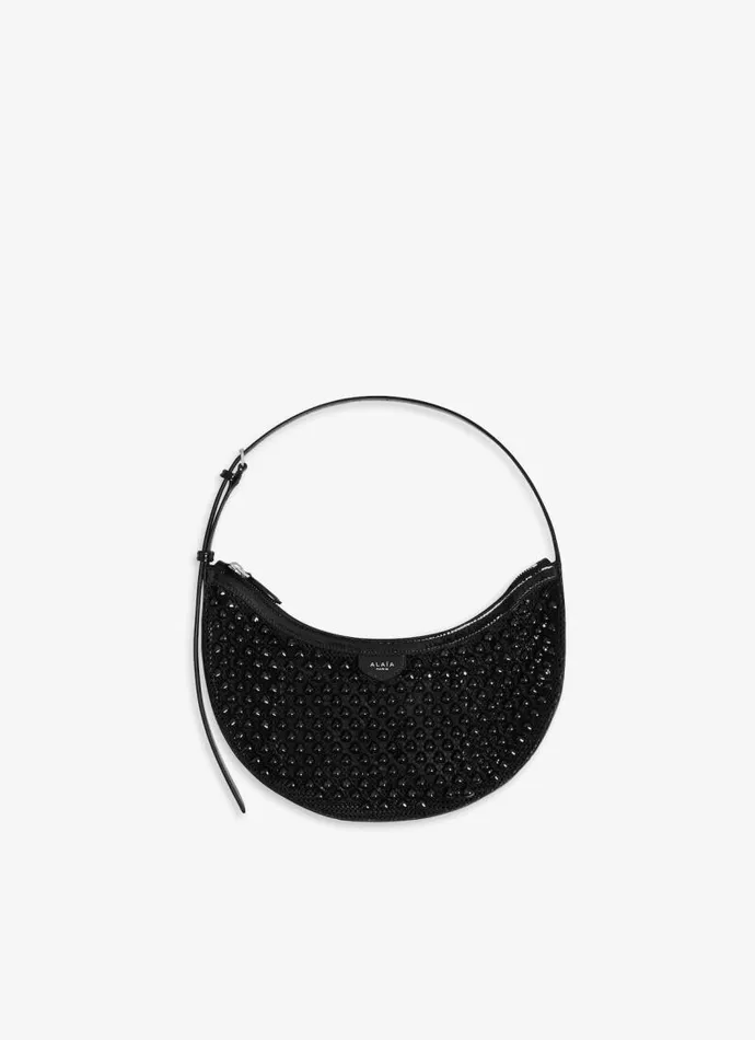 Alaa Mini Bags ONE PIECE DEMI LUNE BAG IN FISHNET PYRAMIDS Black 8211 Women